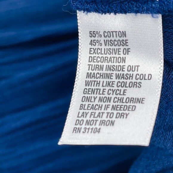 Lace Flutter Peasant Ruffle Sleeve Blue White Blouse Top Tunic New Directions - Picture 7 of 7